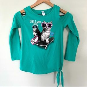 💝 FREE or 🦋 5/$25 BUNDLE • Justice Cats Chill Mode Loading Sequin Cold Shoulder